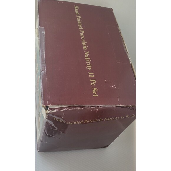 Nativity Set 11 pc Porcelain Vintage Hand Painted NOS Original Box 90s Christmas - Picture 8 of 9